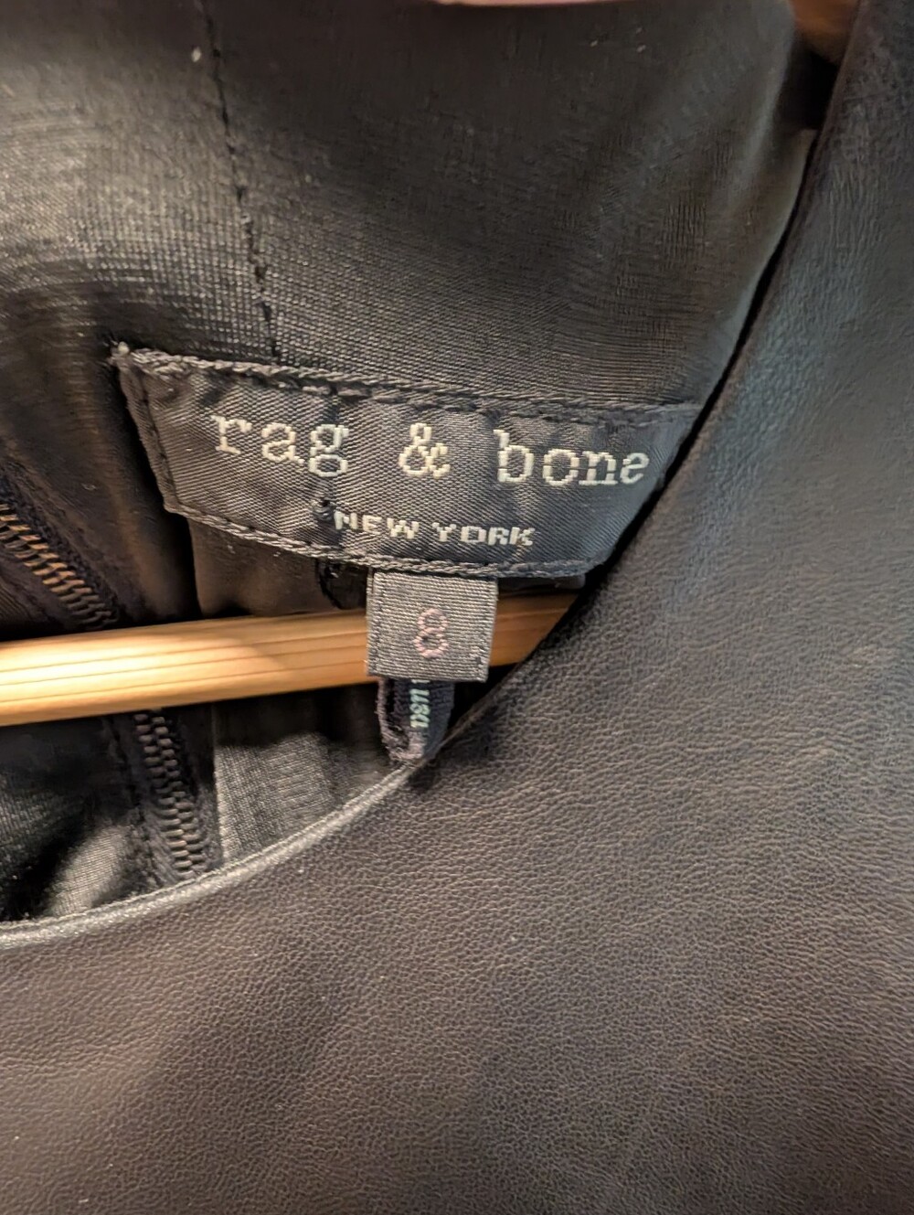 Rag & Bone - Montrose Black Leather Panel Scoop Neck A-line Size 8 - Picture 4 of 9